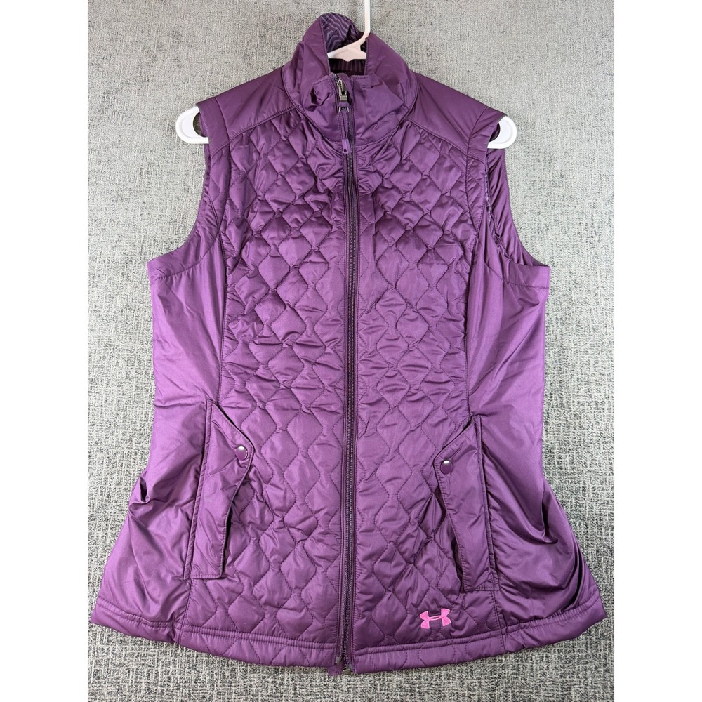 Under Armour UA Storm Primaloft Quilted Vest Purple Womens Medium Full Zip 1040